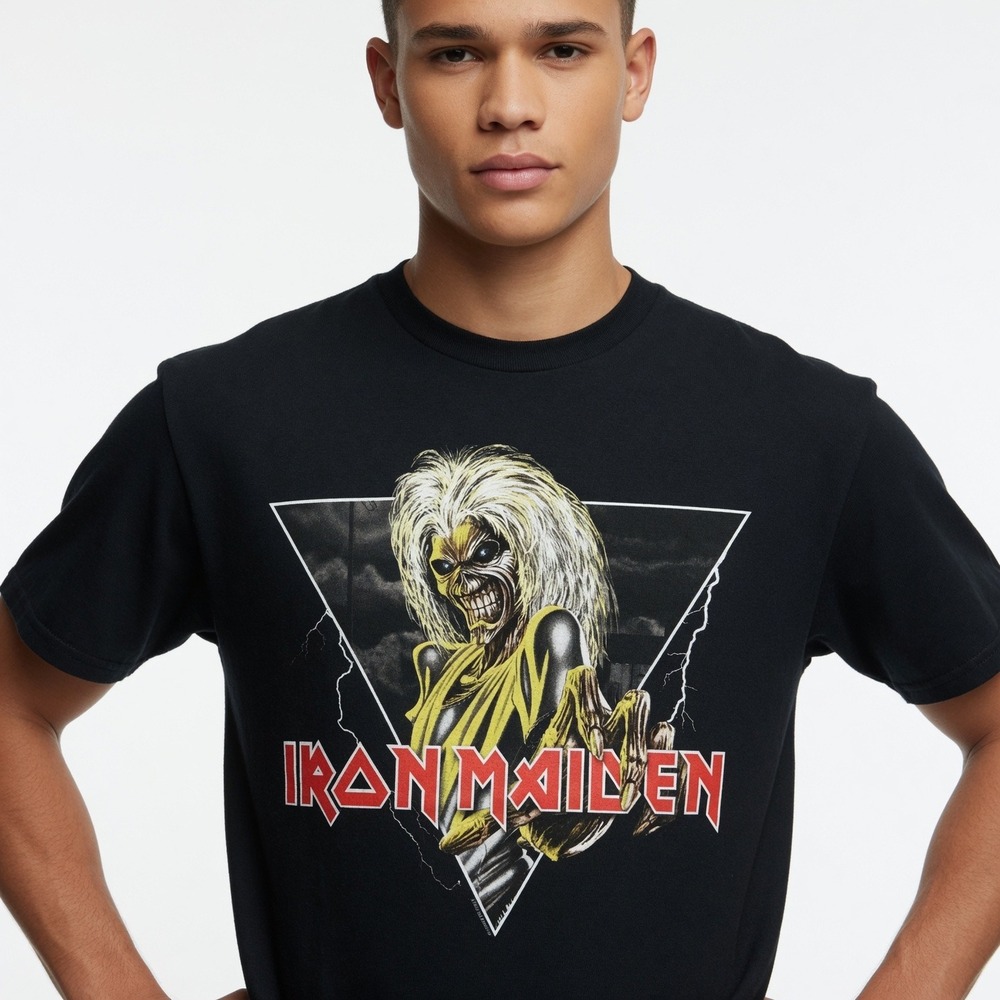 Iron Maiden T-Shirt Mens S Black Graphic 100% Cotton Short Sleeve Eddie Rock Tee